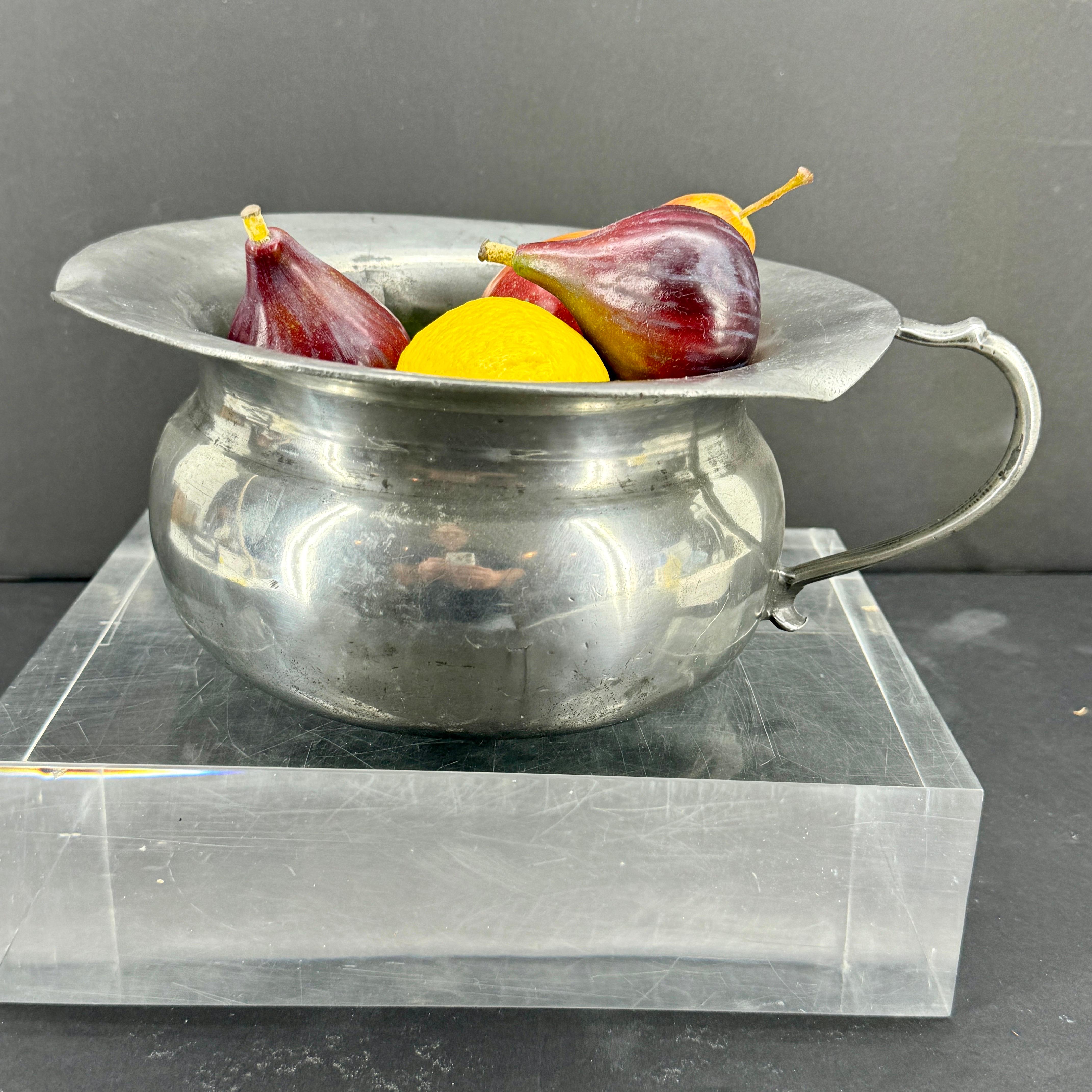 Early 19th Century Pewter Bowl Planter With Handle, Denmark For Sale 5