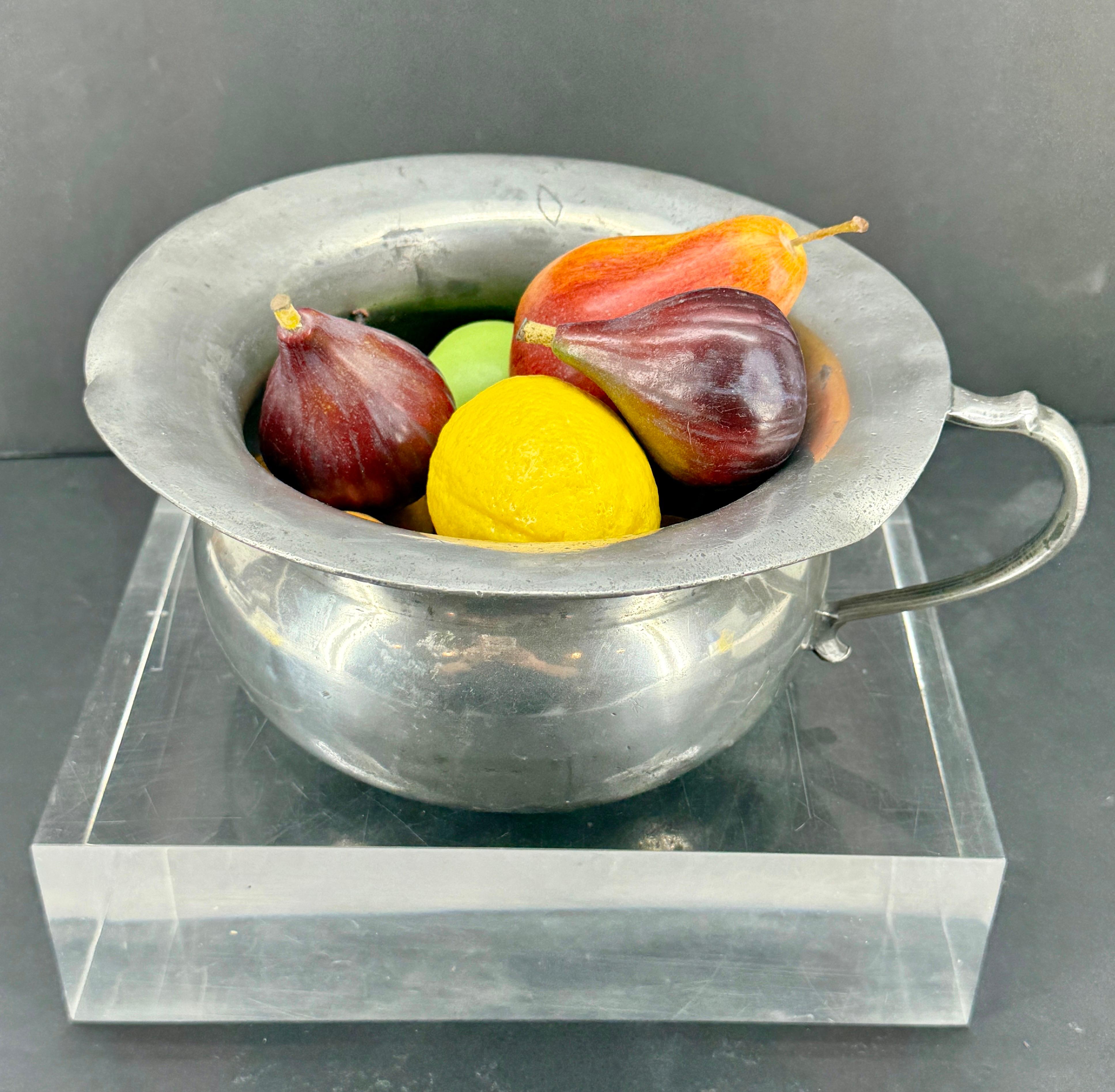 Early 19th Century Pewter Bowl Planter With Handle, Denmark For Sale 7