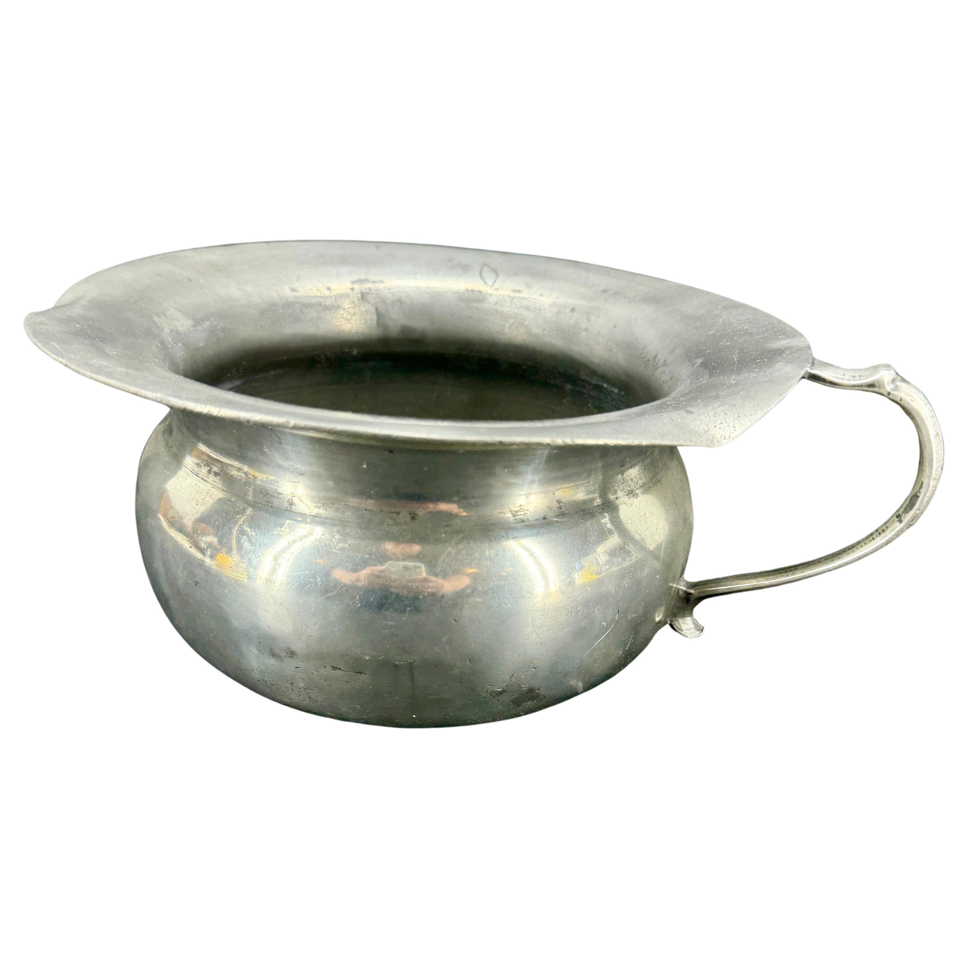 Empire Early 19th Century Pewter Bowl Planter With Handle, Denmark For Sale