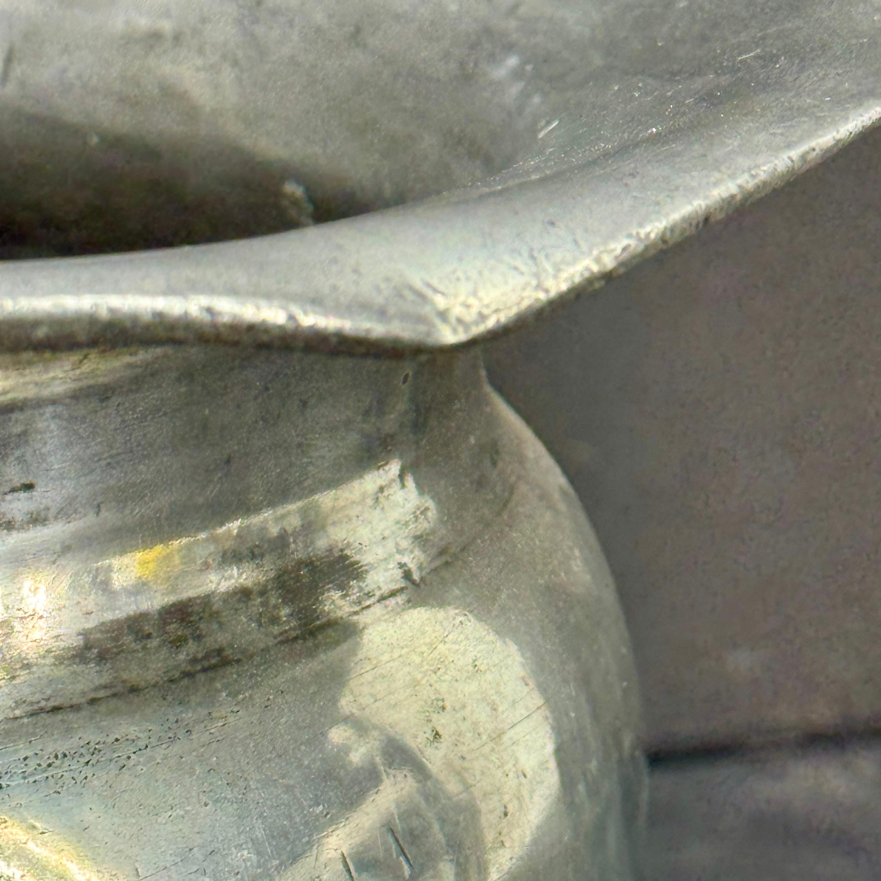 Hand-Crafted Early 19th Century Pewter Bowl Planter With Handle, Denmark For Sale