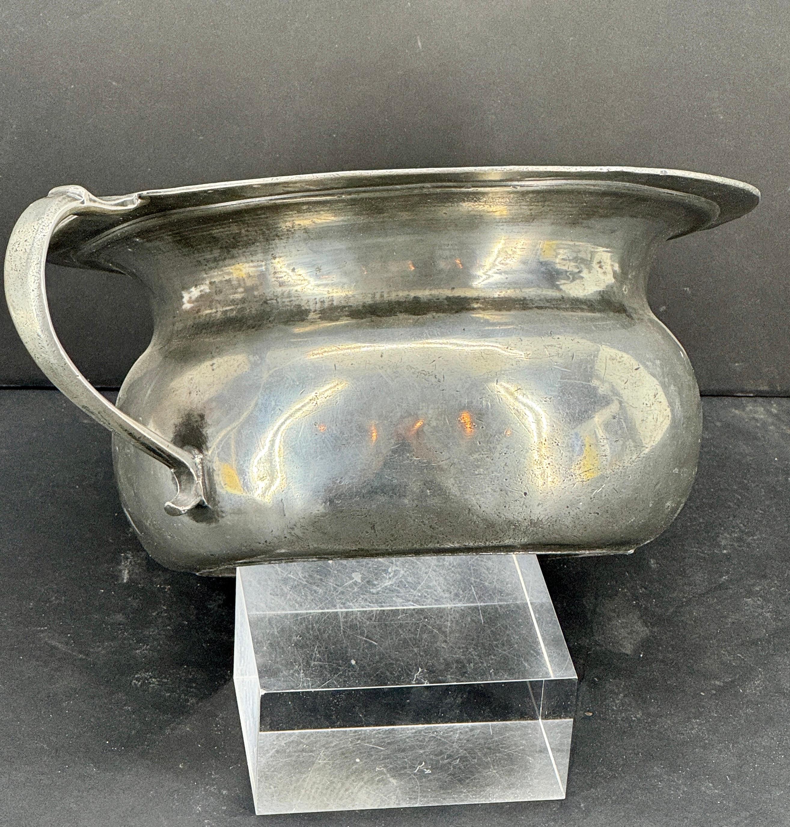 Early 19th Century Pewter Bowl Planter With Handle, Denmark For Sale 2
