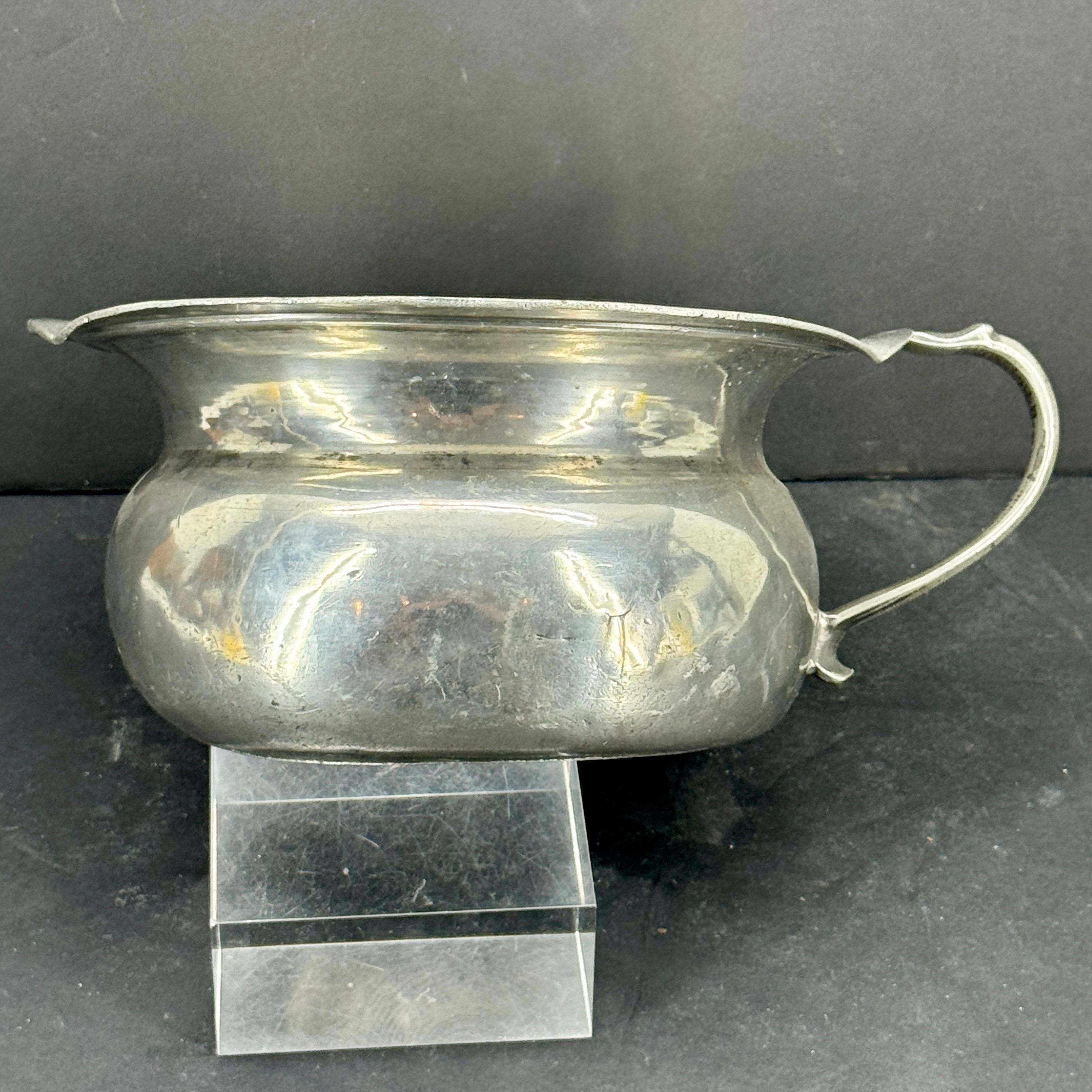 Early 19th Century Pewter Bowl Planter With Handle, Denmark For Sale 3