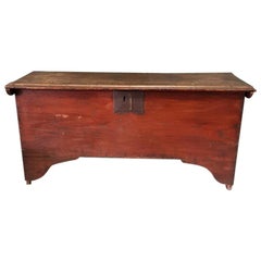 Antique Early 19th Century Pine Small Model Blanket Chest
