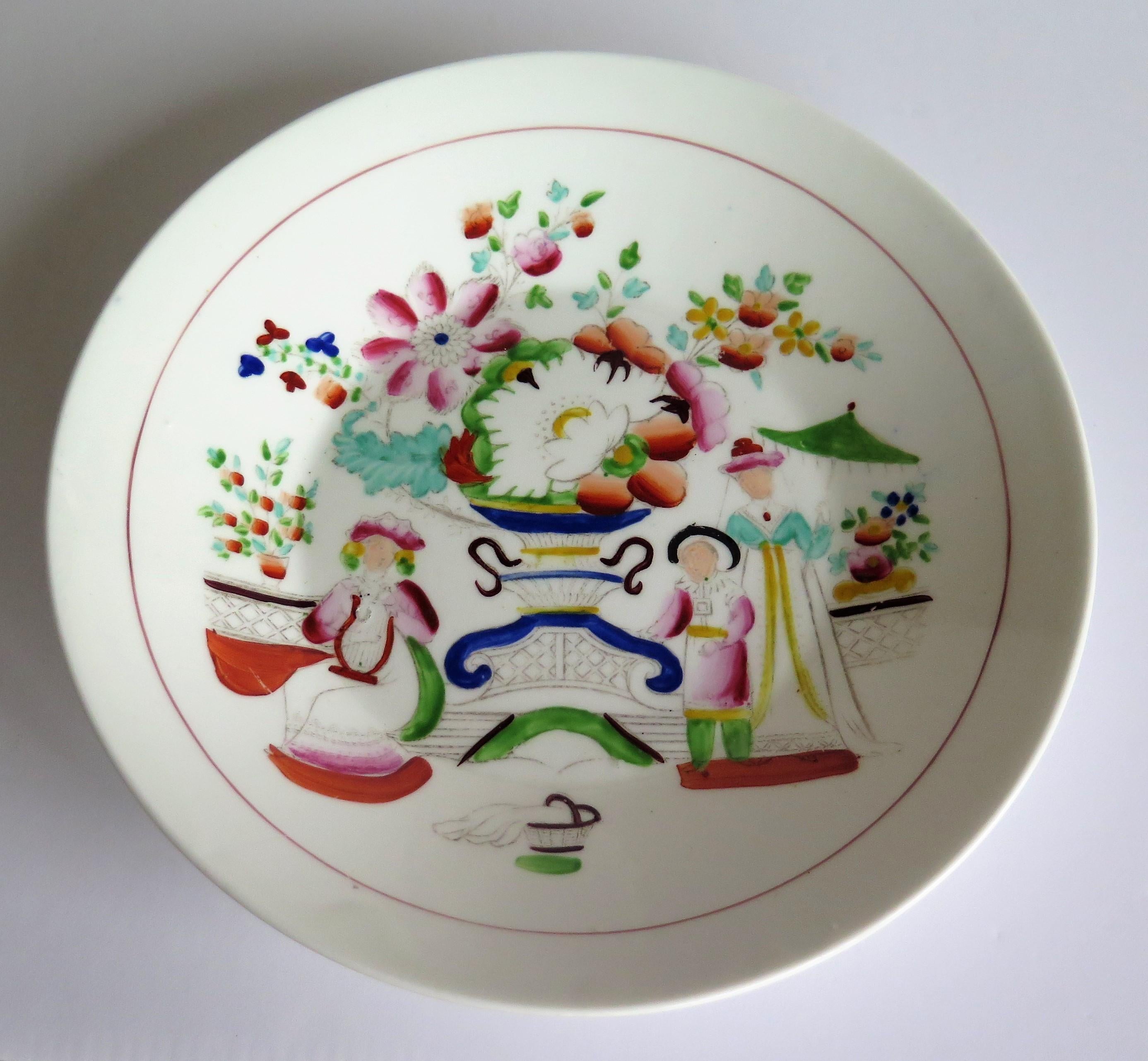 Chinoiserie Early 19th C. porcelain Plate by Hilditch & Son Staffordshire Oriental Musicians