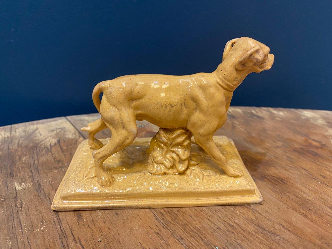 Small Early 19th century ceramic figurine of a pointer dog
Marked 