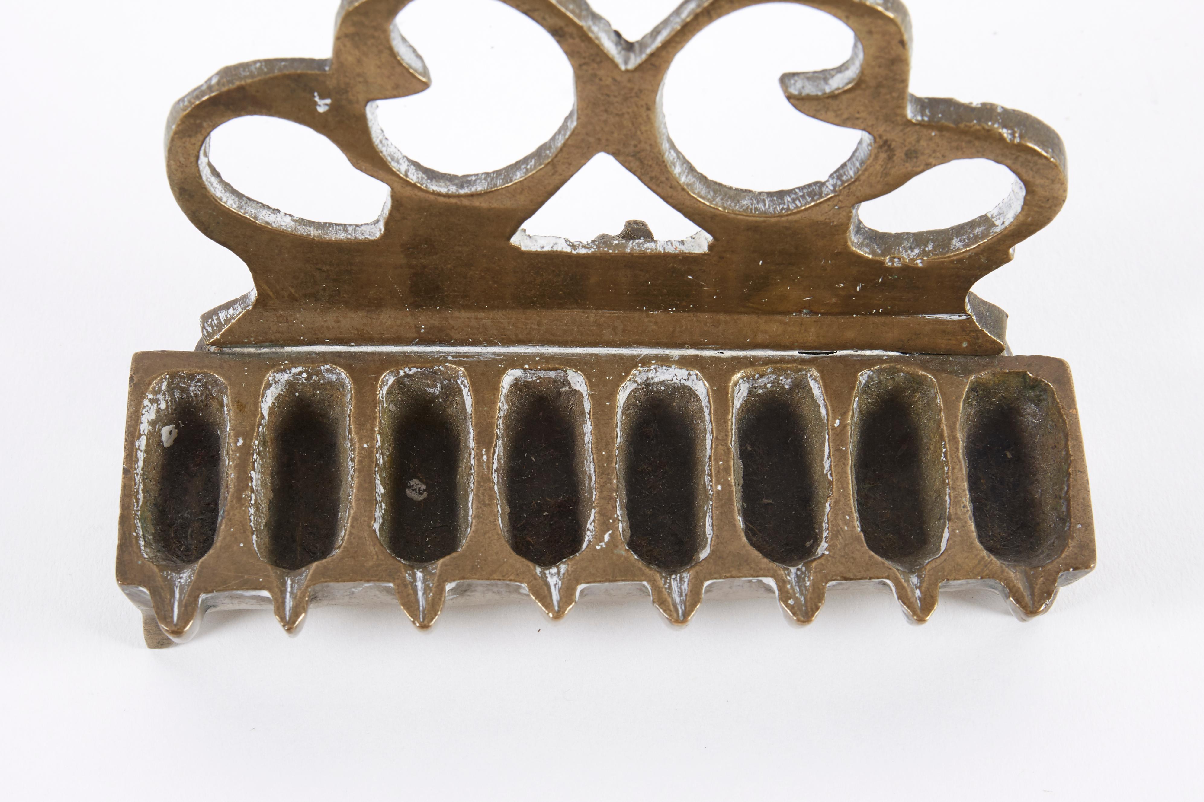 Cast Early 19th Century Polish Brass Hanukkah Lamp Menorah For Sale