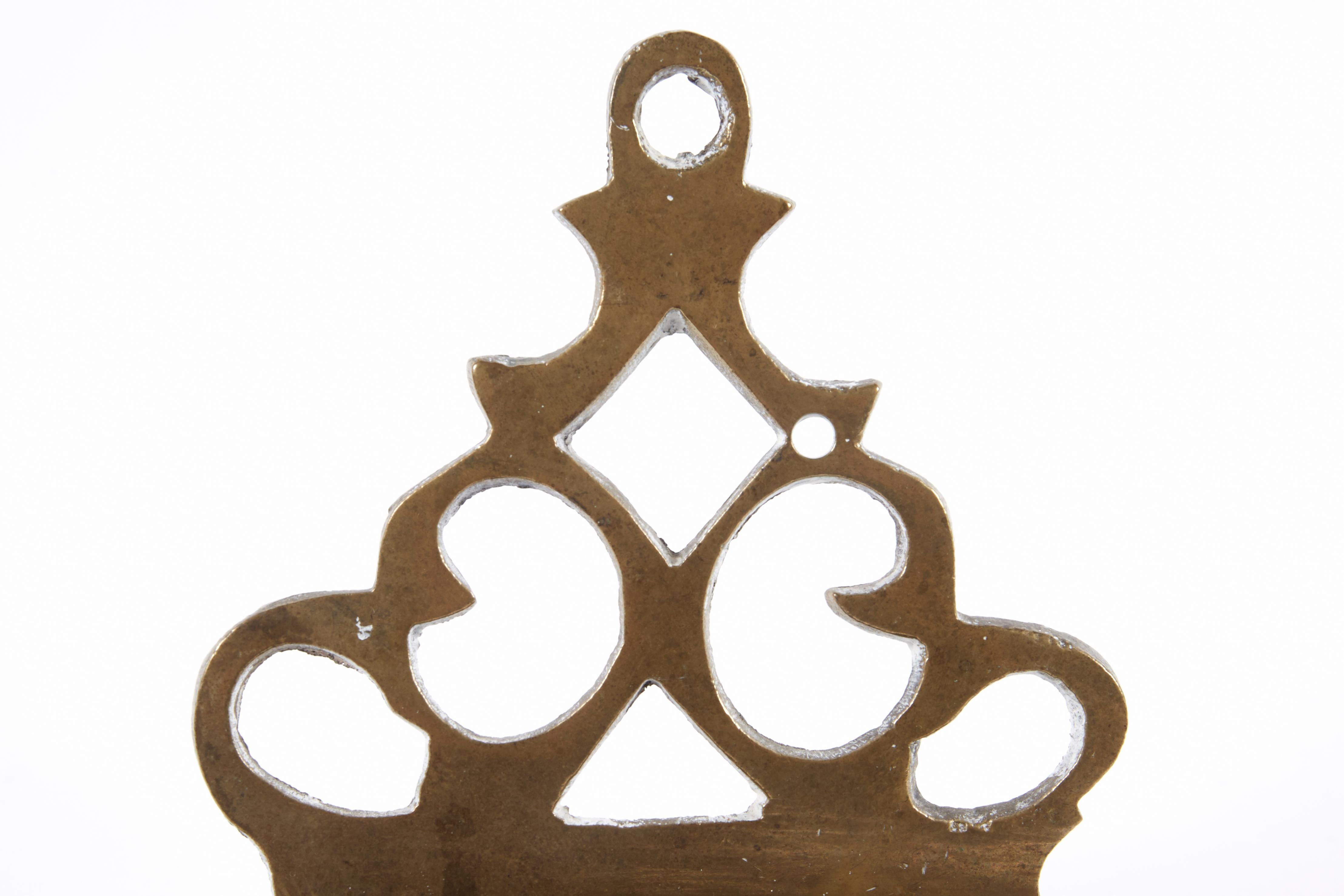 Early 19th Century Polish Brass Hanukkah Lamp Menorah In Good Condition For Sale In New York, NY