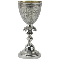 Antique Early 19th Century Polish Silver Kiddus Goblet