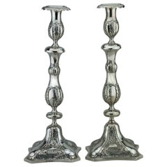 Antique Early 19th Century Polish Silver Shabbat Candlesticks