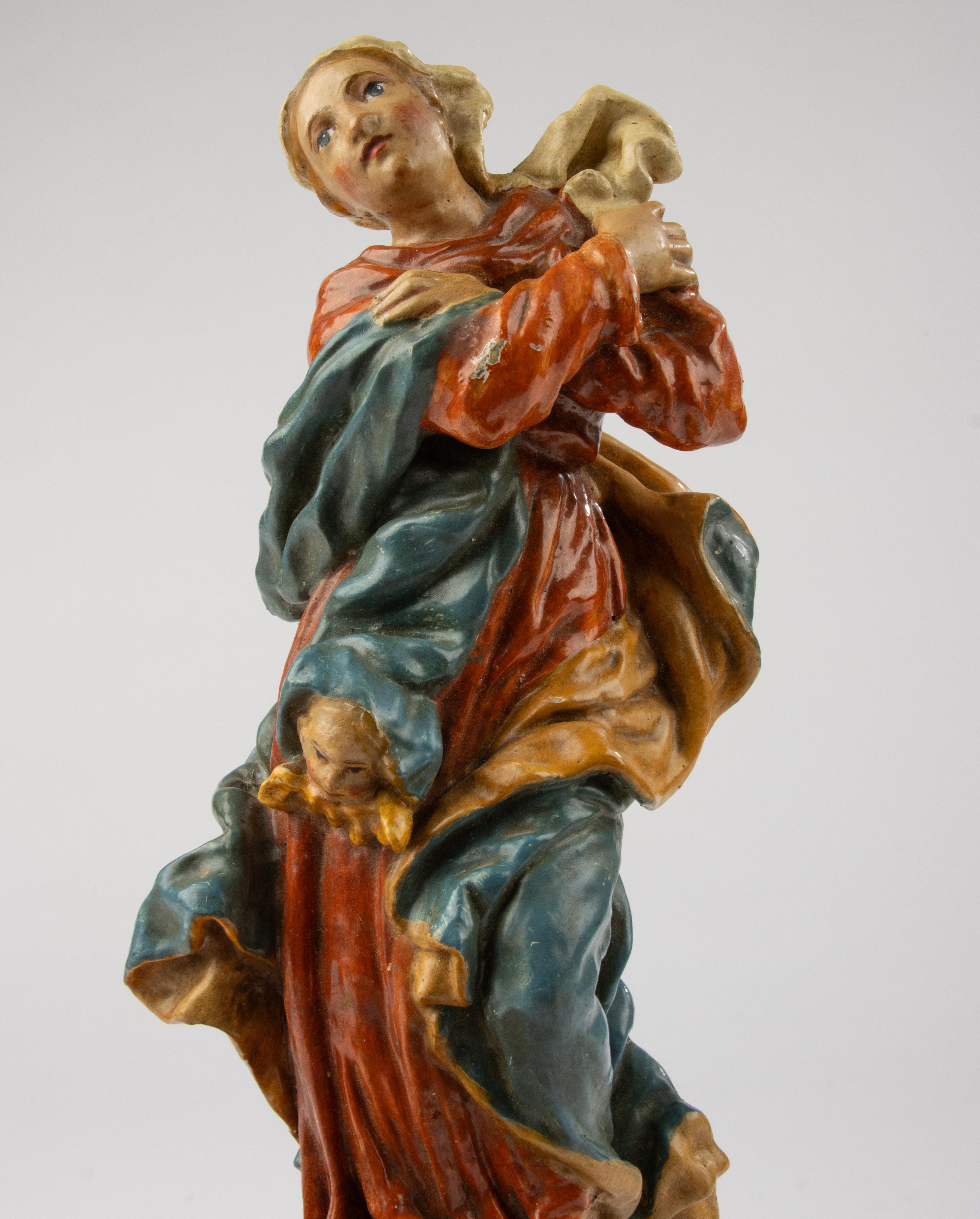 Baroque Early 19th Century Polychrome Sculpture of the Immaculate Virgin - Germany For Sale