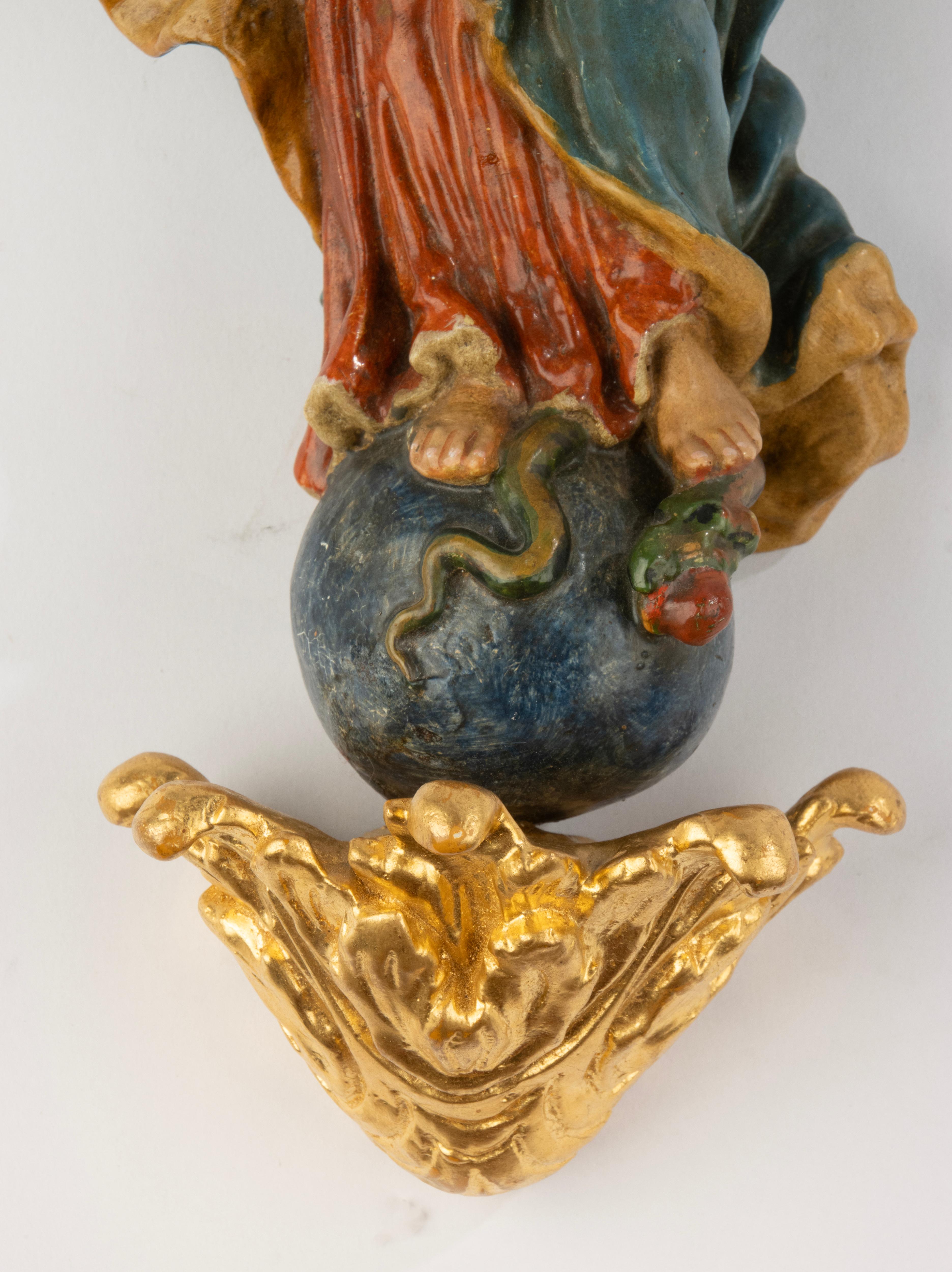 Hand-Carved Early 19th Century Polychrome Sculpture of the Immaculate Virgin - Germany For Sale