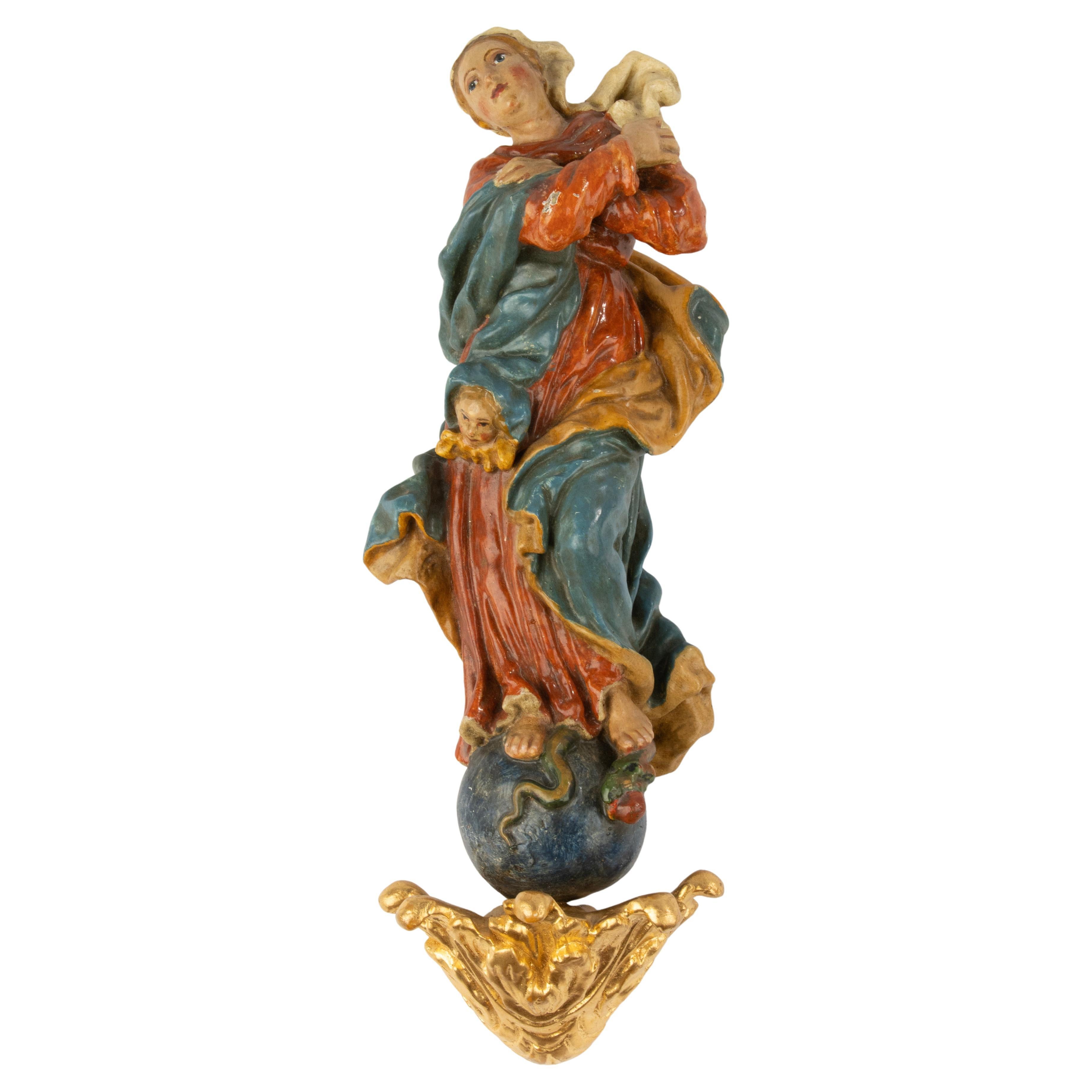 Early 19th Century Polychrome Sculpture of the Immaculate Virgin - Germany For Sale