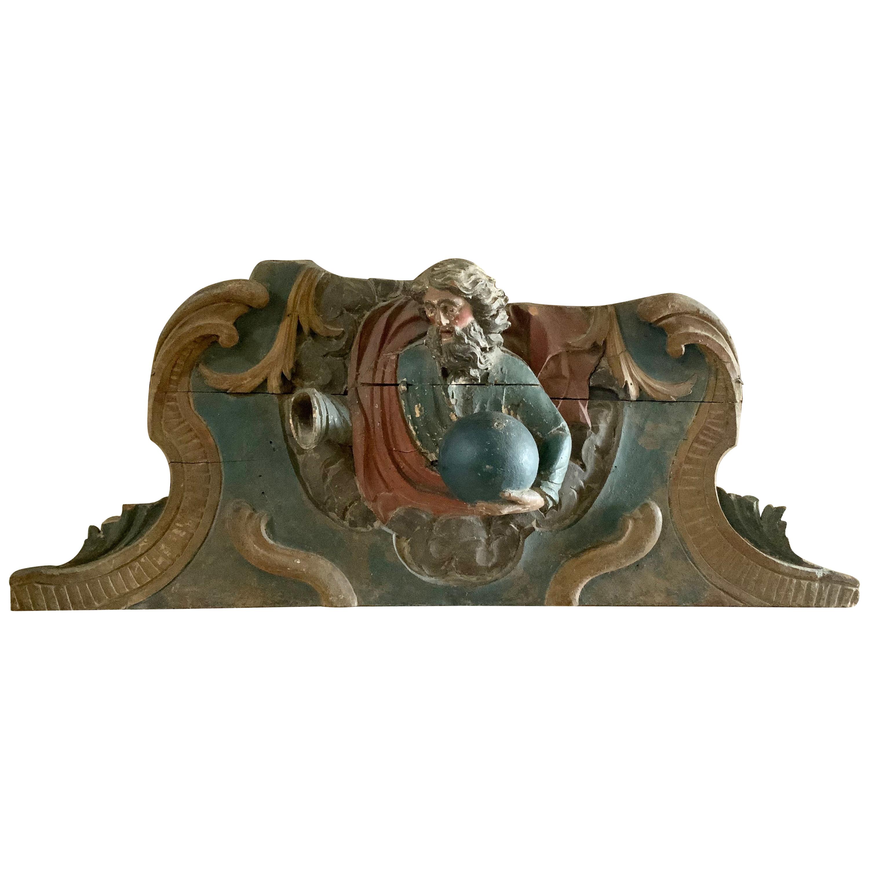 Polychrome Holzskulptur aus Frankreich aus dem frühen 19. Jahrhundert