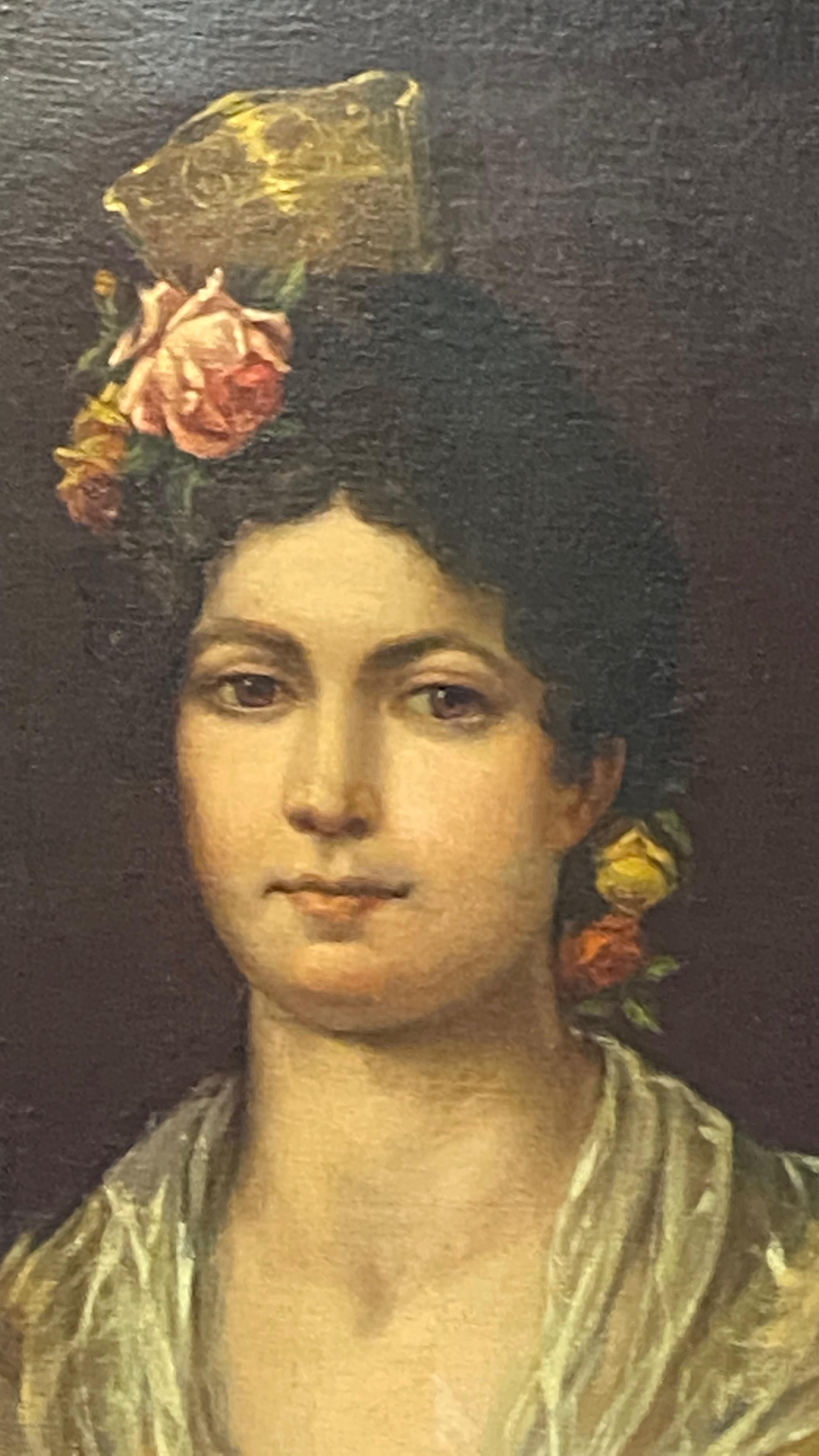 European Early 19th Century Portrait of a Beautiful Young Spanish Senorita For Sale