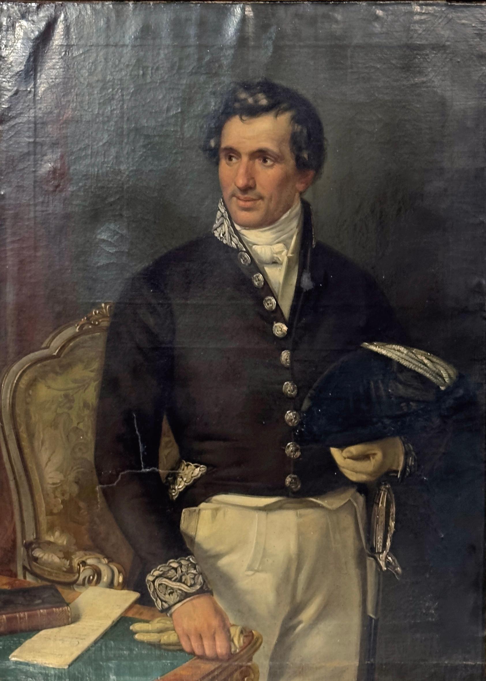 Frühe PORTRAIT eines GENTLEMAN IN UNIFORM aus dem 19. Jahrhundert  (Empire) im Angebot
