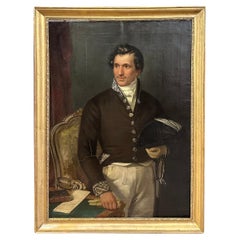 Antique EARLY 19th CENTURY PORTRAIT OF A GENTLEMAN IN UNIFORM 