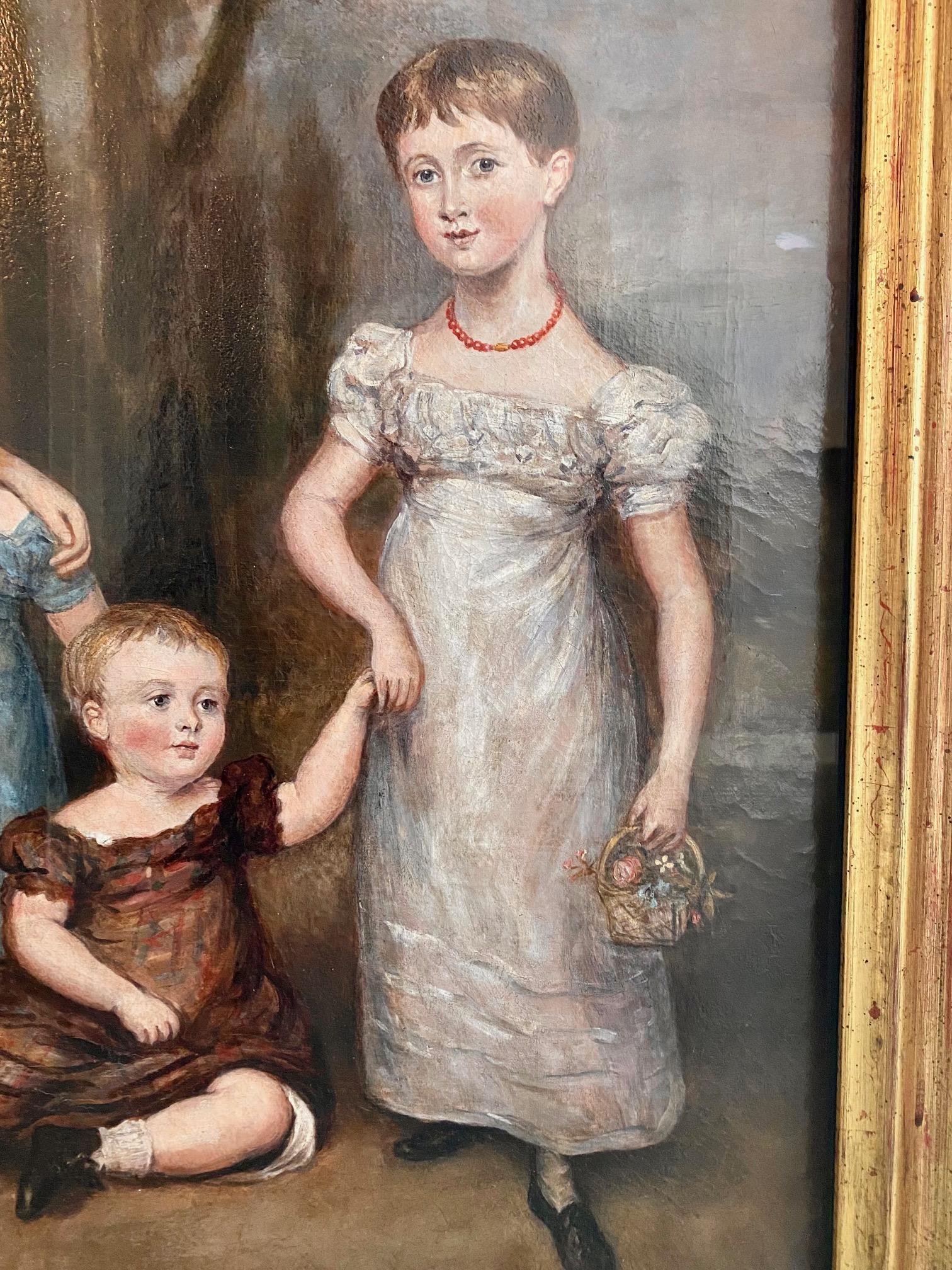 Empire Early 19th Century Portrait of the Marsh Family Twins, by Arrowsmith, circa 1830 For Sale