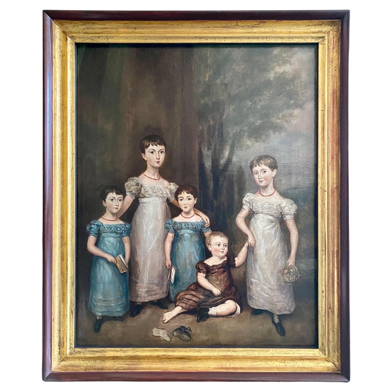Early 19th Century Portrait of the Marsh Family Twins, by Arrowsmith, circa 1830 For Sale