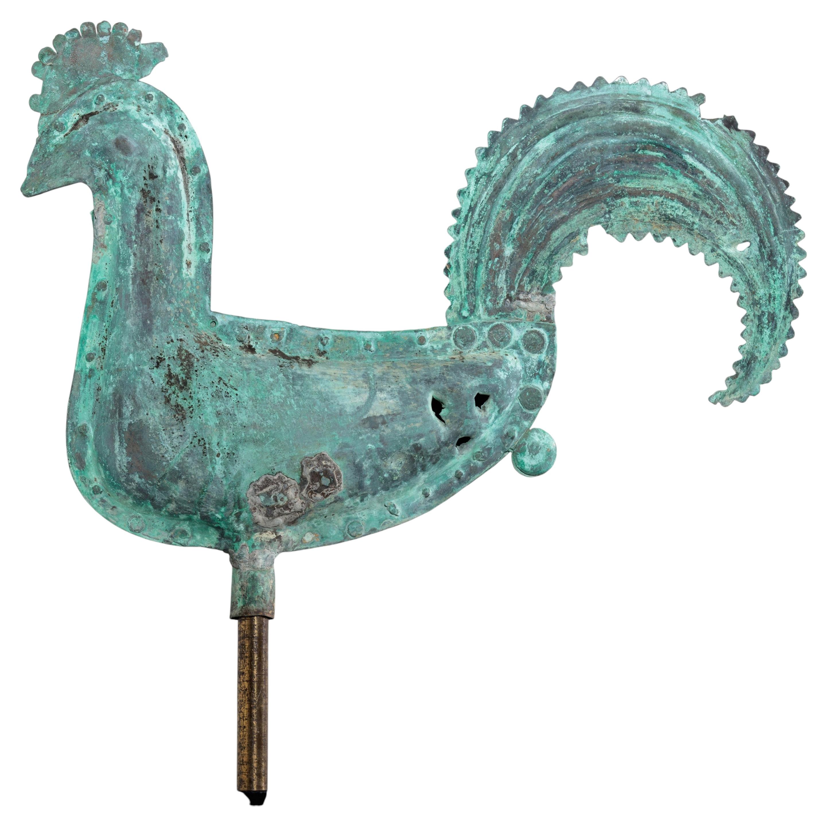 Early 19th Century Primitive Copper Cockerel Weathervane