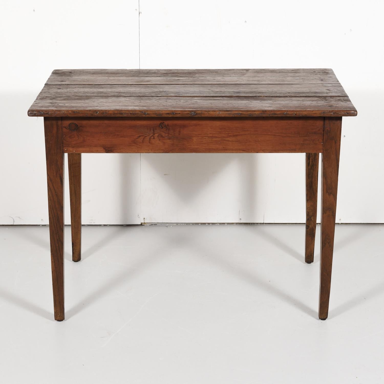 Early 19th Century Primitive French Country Side Table or Work Table 10