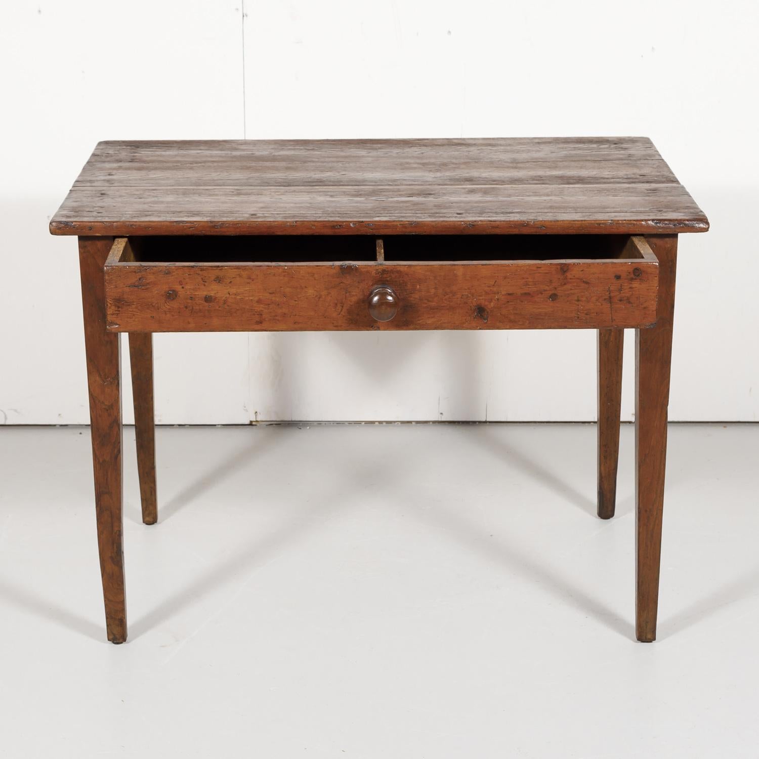 Walnut Early 19th Century Primitive French Country Side Table or Work Table