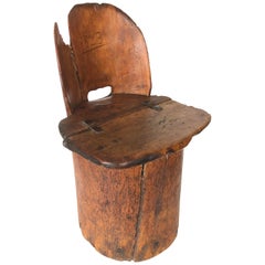 Early 19th Century Primitive Log Chair, Kubbstol