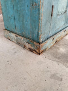 Early 19th Century Primitive Painted Wood Cupboard / Dry Sink Original Verdigris