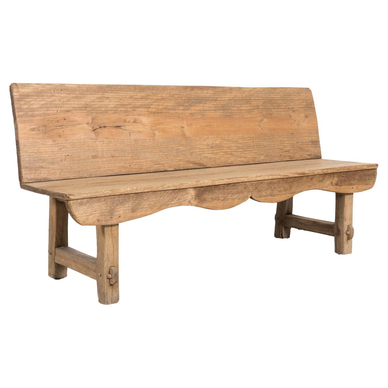 Early 19th Century Primitive Spanish Catalan Pine Bench