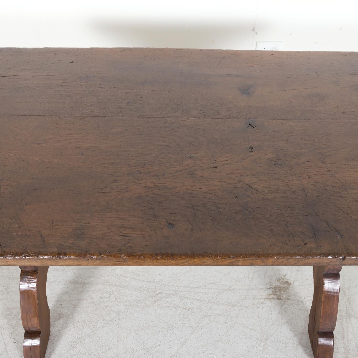 Early 19th Century Primitive Spanish Oak Side Table with X Base and Stretcher 1