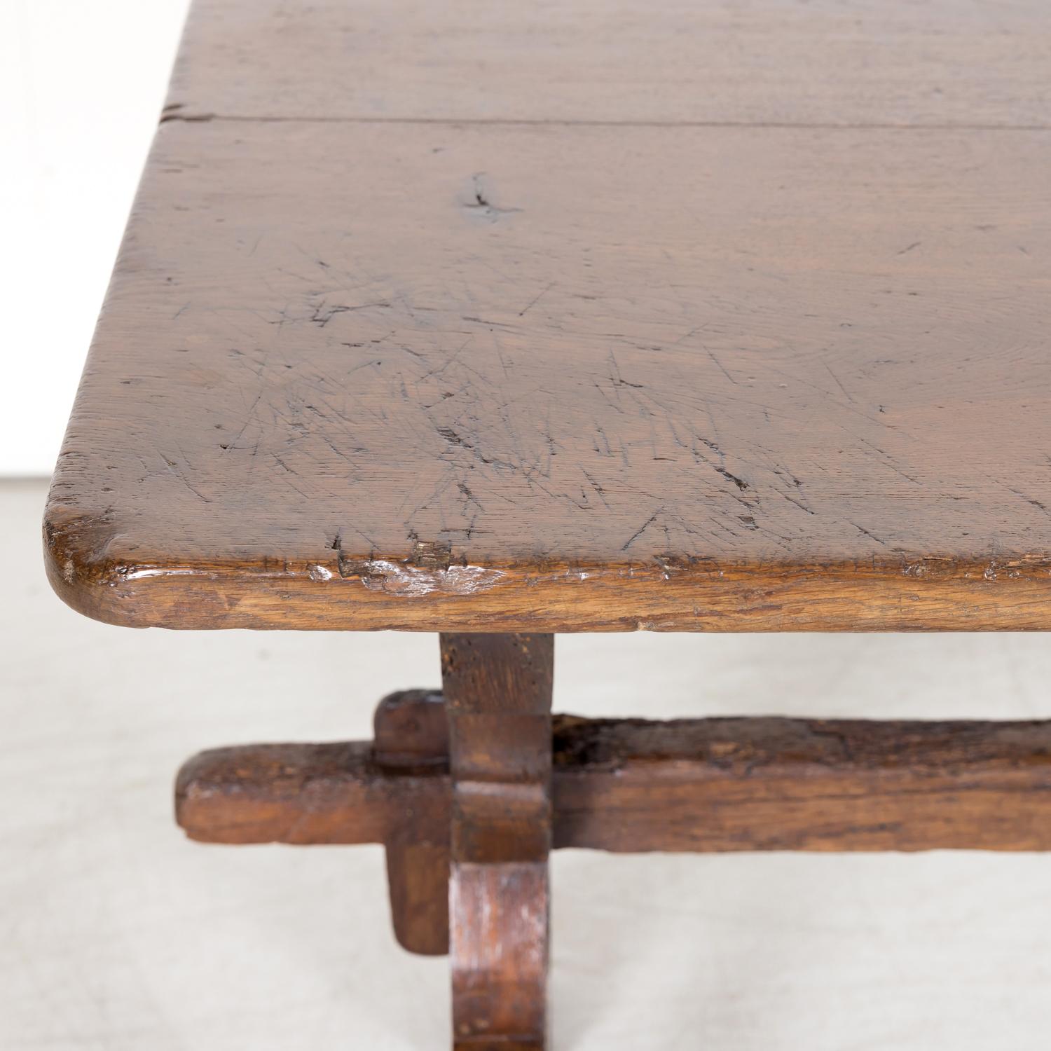 Early 19th Century Primitive Spanish Oak Side Table with X Base and Stretcher 2