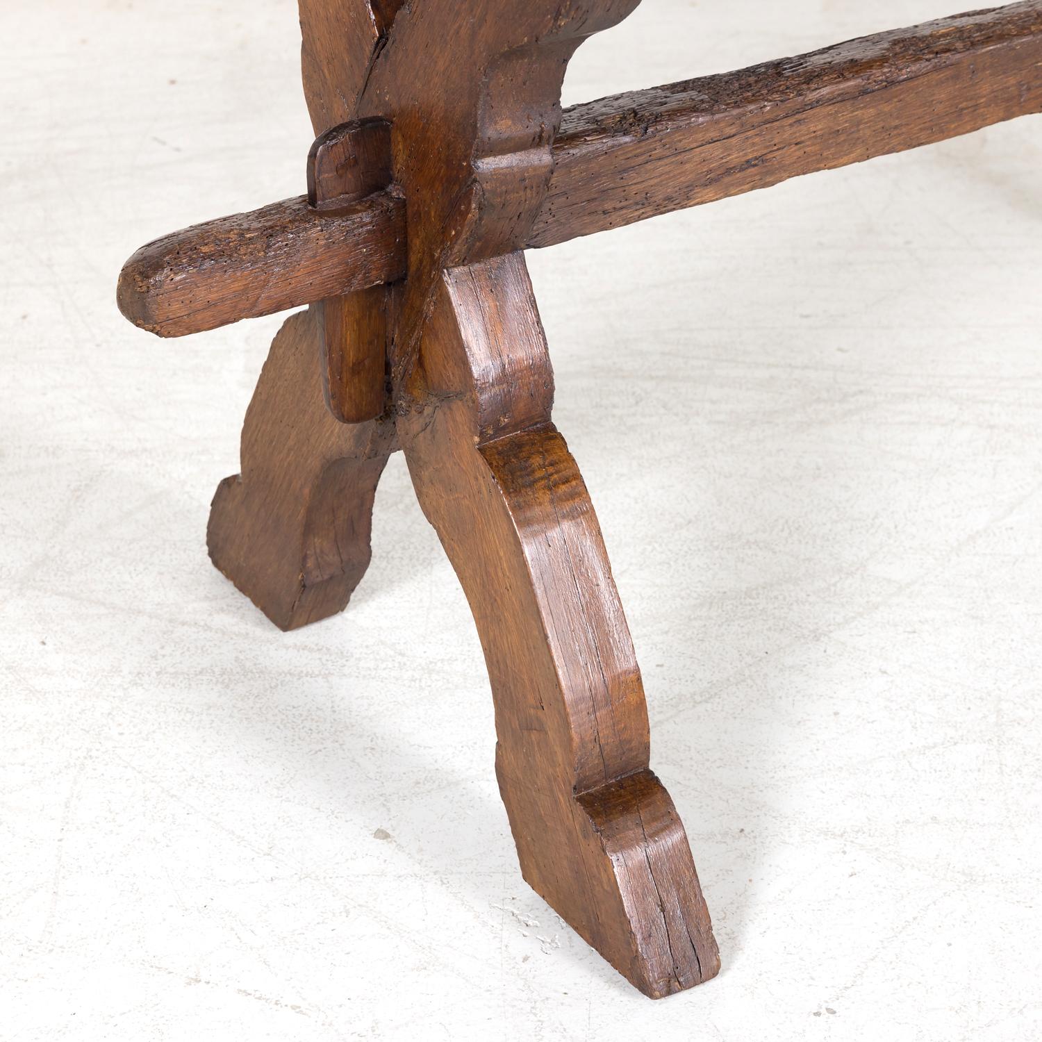 Early 19th Century Primitive Spanish Oak Side Table with X Base and Stretcher 5