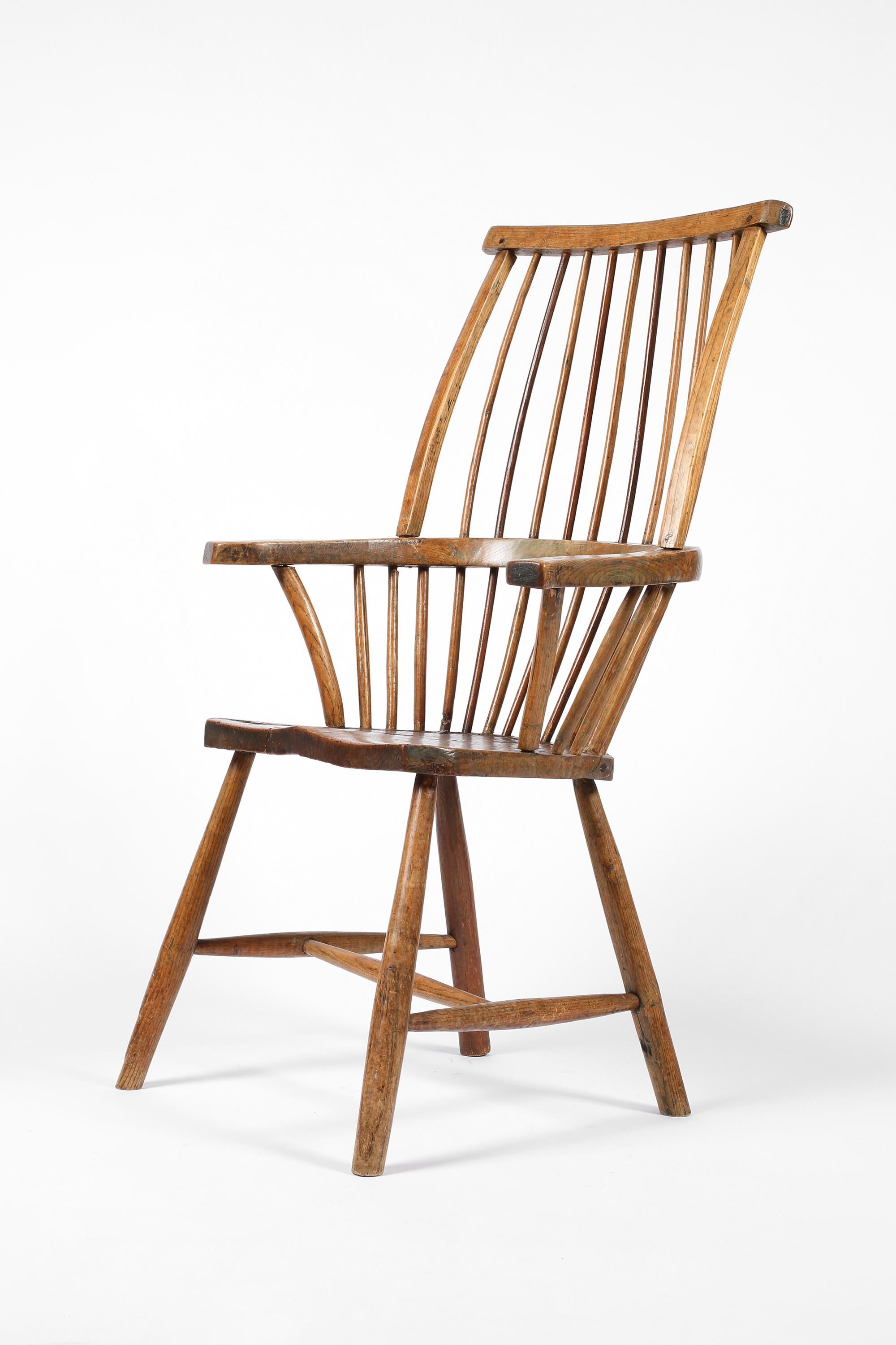 Silla Windsor con respaldo de varilla primitiva de principios del siglo XIX Inglés en venta