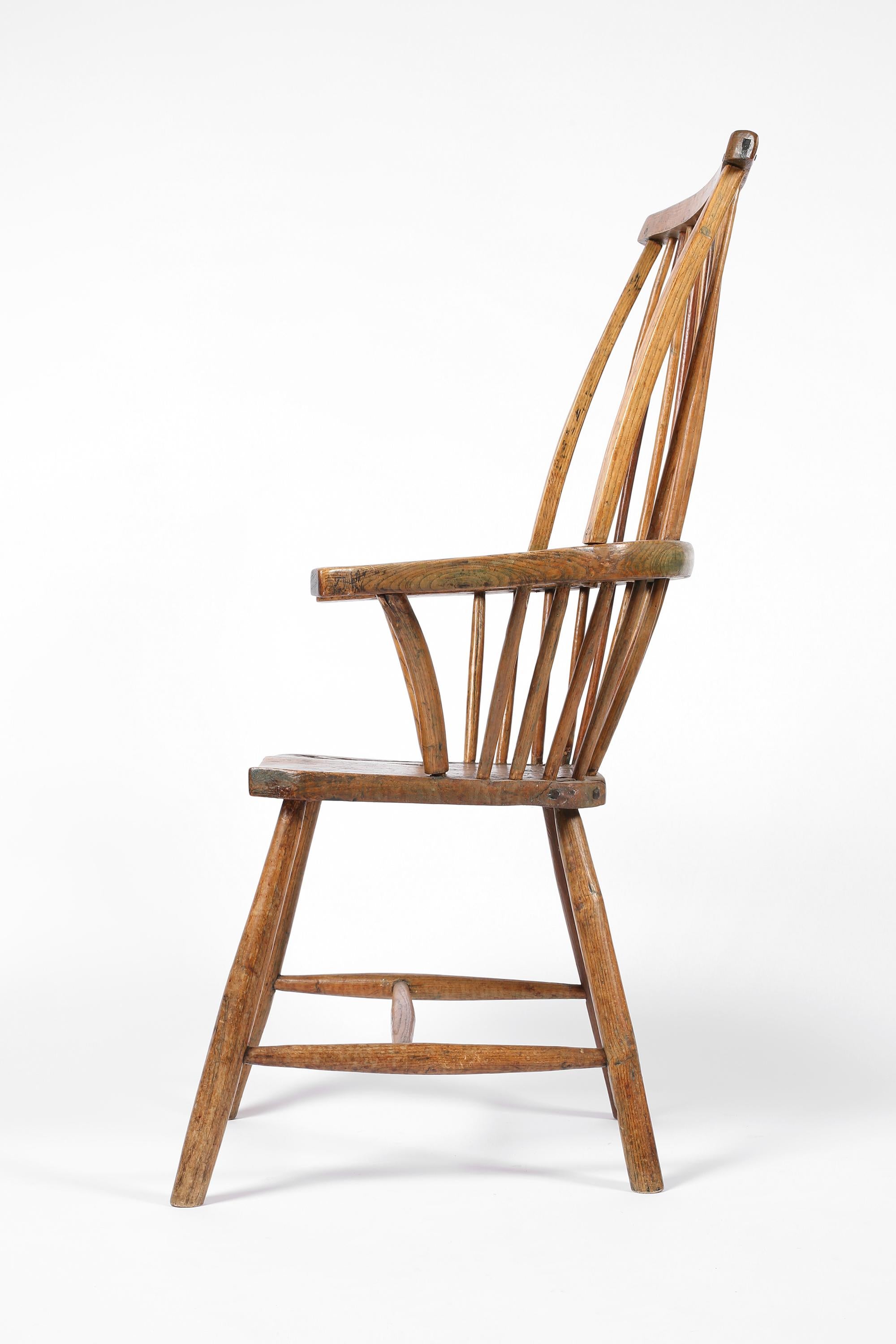Silla Windsor con respaldo de varilla primitiva de principios del siglo XIX en Bueno estado para la venta en London, GB