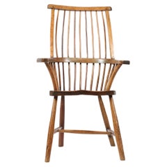 Sedia Windsor primitiva con schienale a bastone dell'inizio del XIX secolo