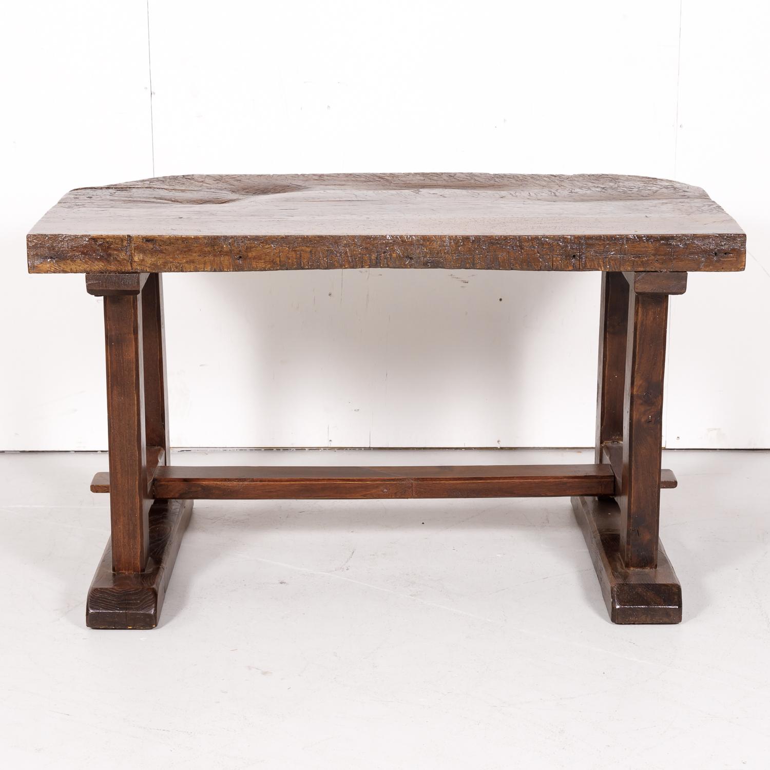 Early 19th Century Primitive Oak Trestle Base Etabli or Side Table 3