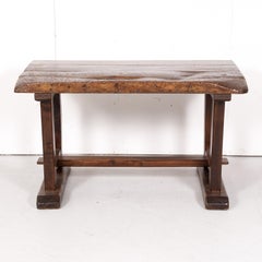 Early 19th Century Primitive Oak Trestle Base Etabli or Side Table