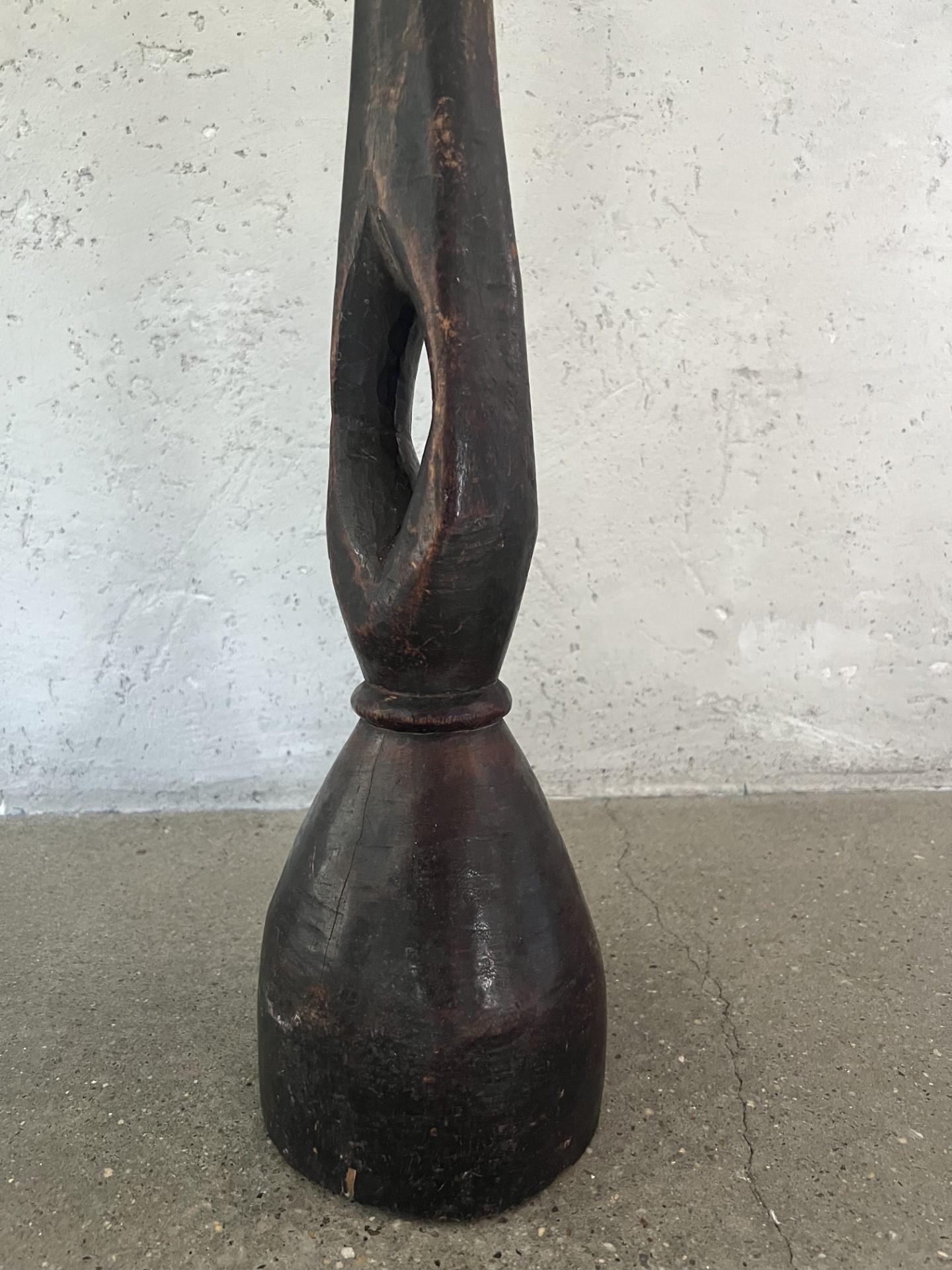 Hand-Carved Early 19th Century Primitive Wood Mortar From Congo  For Sale