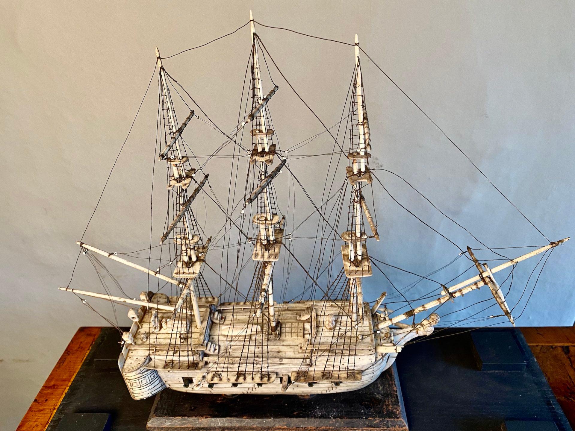 Early 19th Century Prisoner of War Bone Model Ship 1
