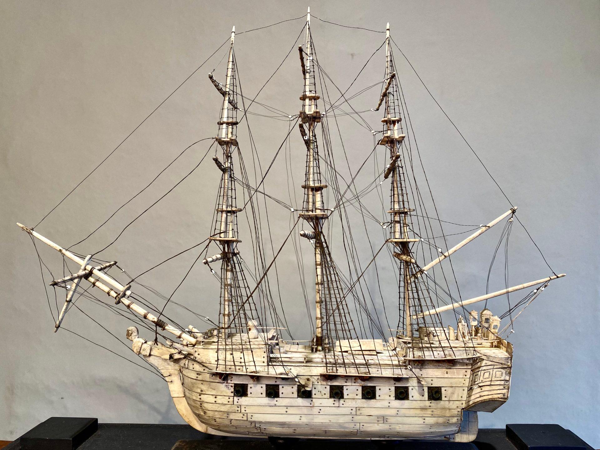 Early 19th Century Prisoner of War Bone Model Ship 5