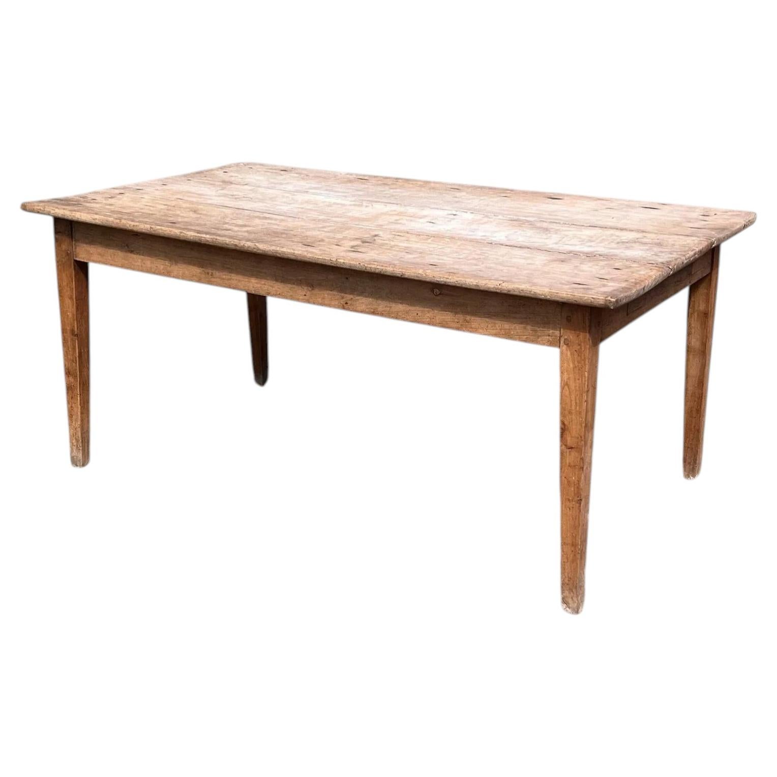 Early 19th Century Provincial Farmhouse Work Table, Scrubbed Fruitwood