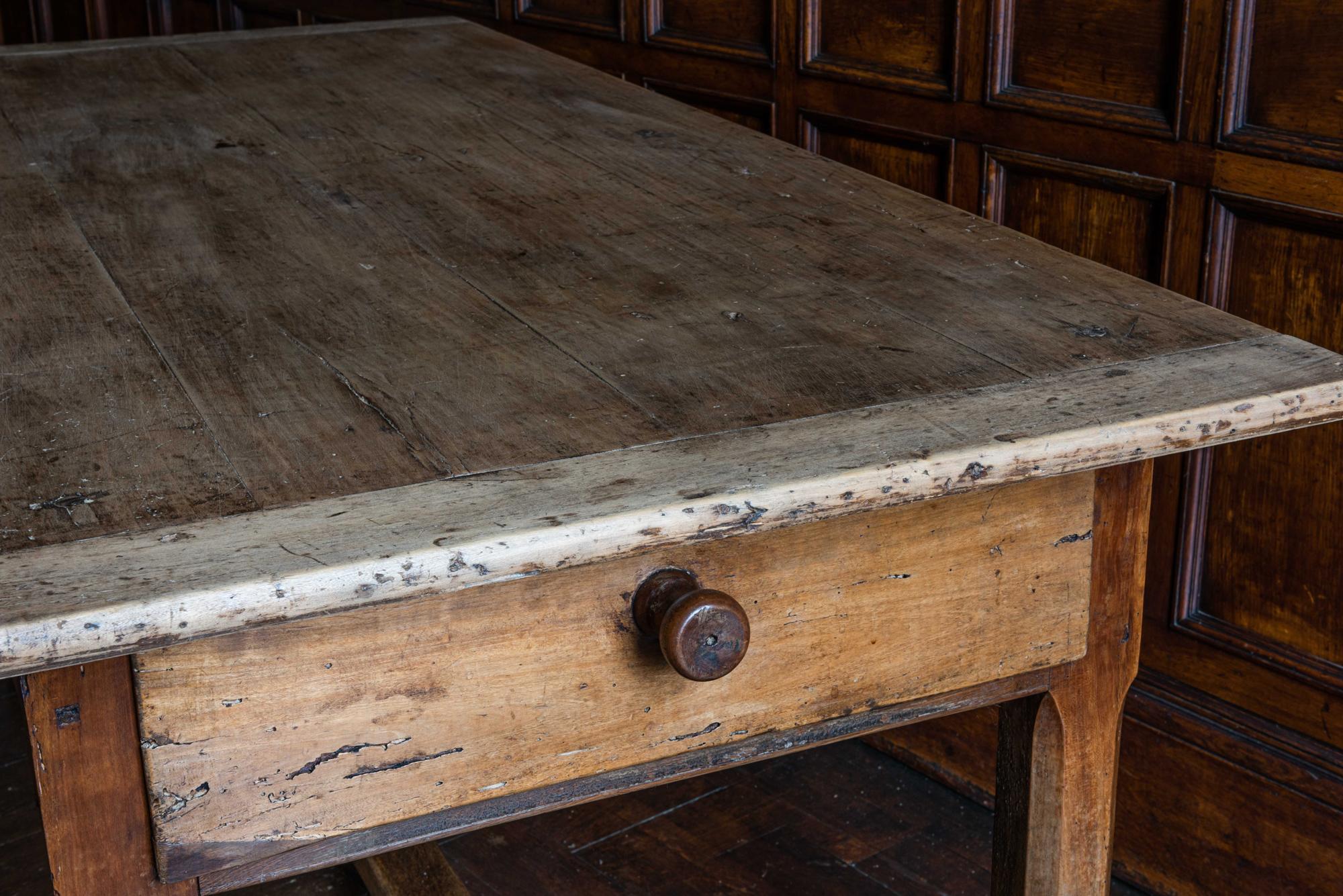 Early 19th Century Provincial French Elm Farmhouse Table with Two End Drawers 2