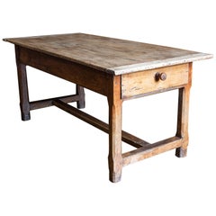 Early 19th Century Provincial French Elm Farmhouse Table with Two End Drawers