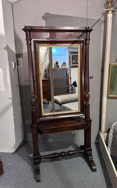 EARLY 19th CENTURY PSYCHE FLOOR MIRROR IN WALNUT