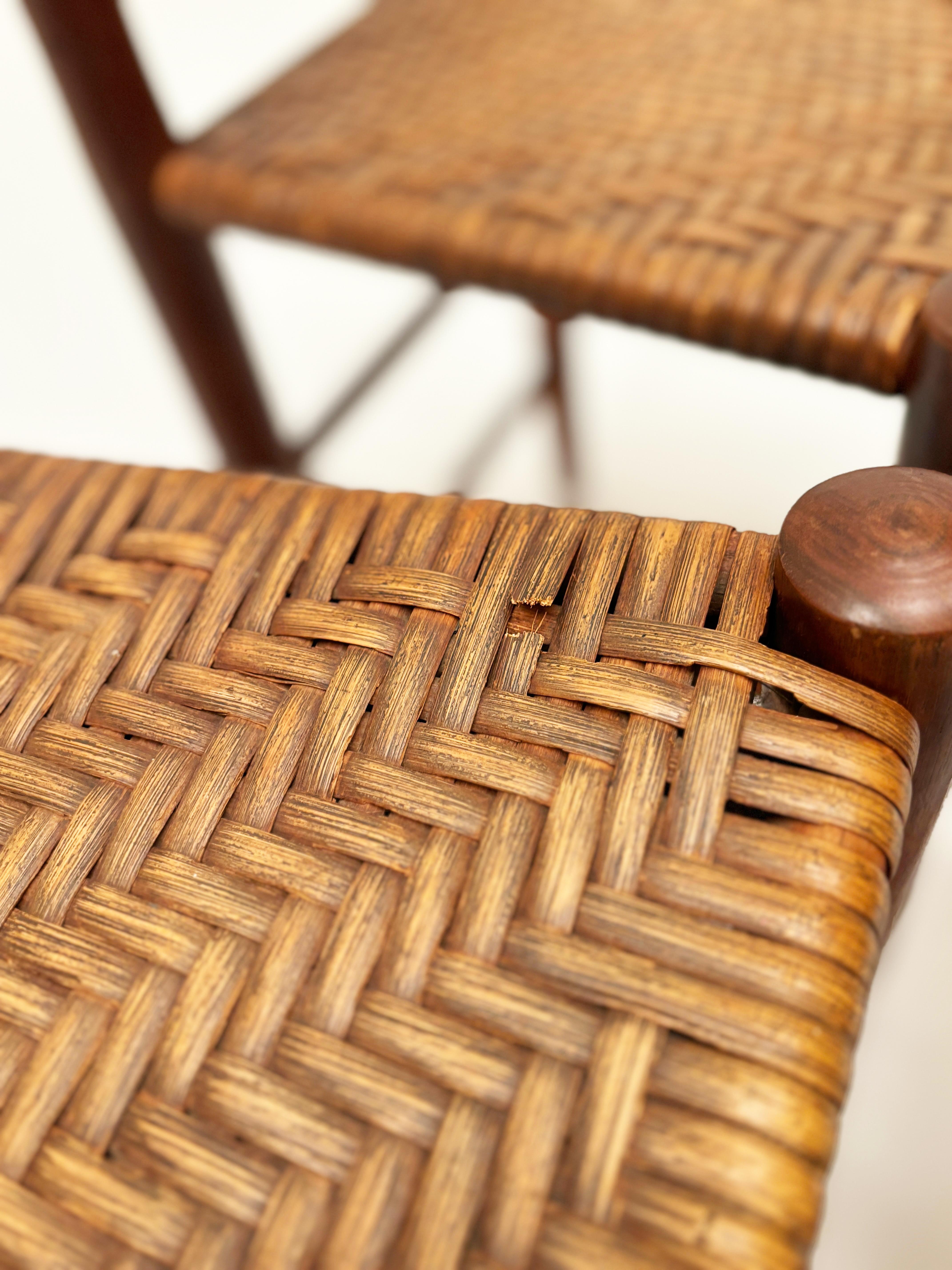 Début 19ème siècle Rare Chaises à dossier en échelle avec sièges à chevrons Ensemble de 6 en vente 6