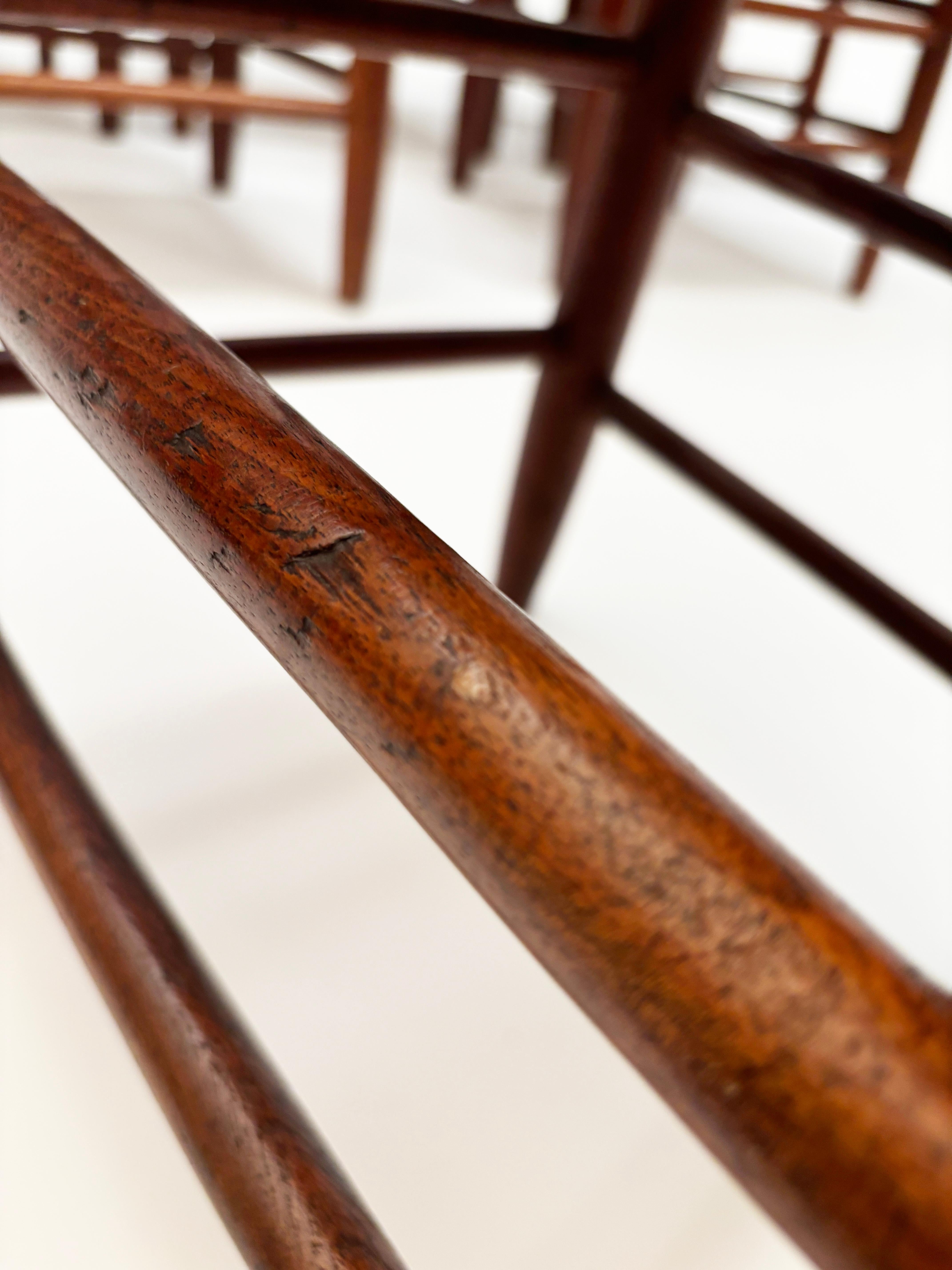 Début 19ème siècle Rare Chaises à dossier en échelle avec sièges à chevrons Ensemble de 6 en vente 9