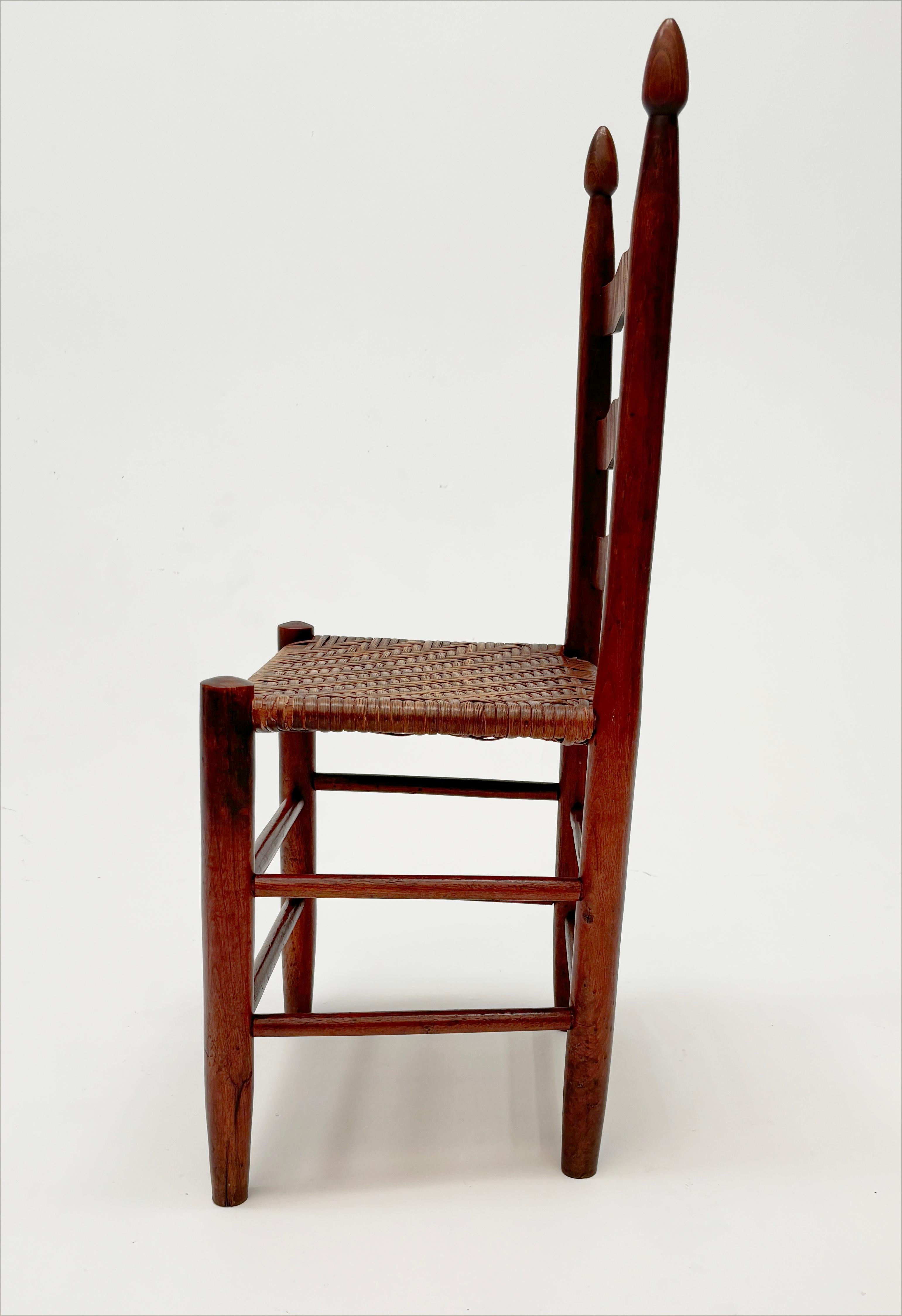 Américain Début 19ème siècle Rare Chaises à dossier en échelle avec sièges à chevrons Ensemble de 6 en vente