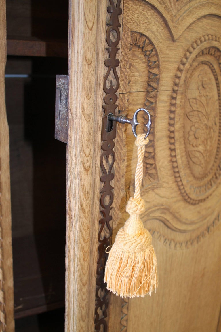 Early 19th Century Raw European Quarter Sawn White Oak Armoire