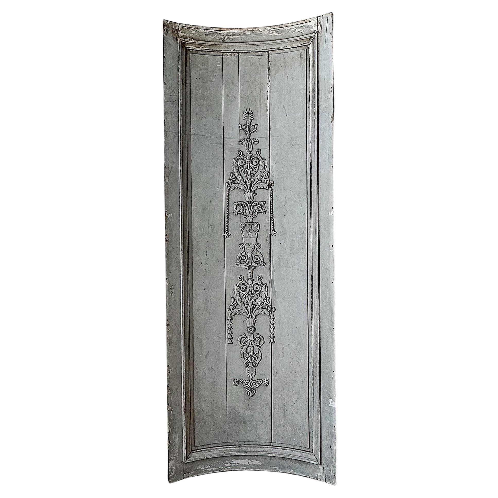 Early 19th Century Reclaimed French Blue Curved Corner Boiserie Panel en vente