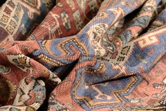 Early 19th Century, Red Field & Blue Medallions, Wool Turkish Bergama Rug