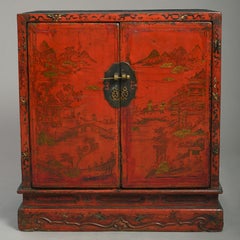 19th Century Red Lacquer Cabinet